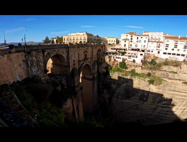 Beautiful Gorge Bridge Architecture Ronda Andalusia Spain — Video Stock