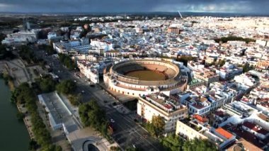 Aerial Plaza De Toros Bullfighting Ring In Seville (Sevilla) Spain