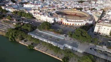 Aerial Plaza De Toros Bullfighting Ring In Seville (Sevilla) Spain