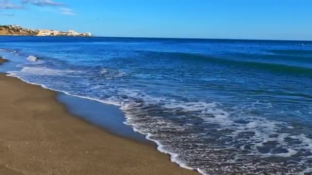 Panning Shot Empty Spanish Beach — Stok video