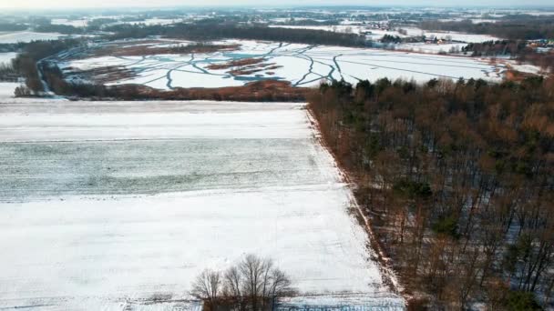 Lago Congelado Arial Vídeo Inverno — Vídeo de Stock