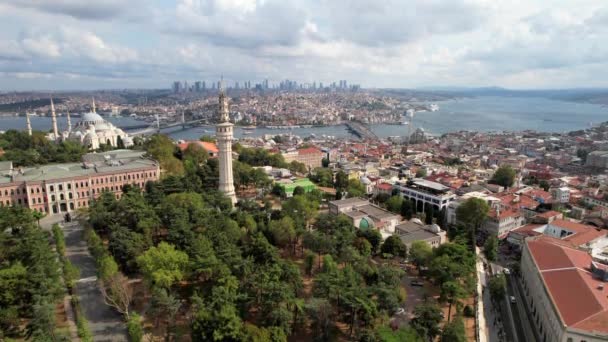Αεροφωτογραφία Επανδρωμένου Αεροσκάφους Κωνσταντινούπολη Τουρκία Εμφανίζονται Διάσημοι Μιμητές Τζαμιού Υψηλής — Αρχείο Βίντεο