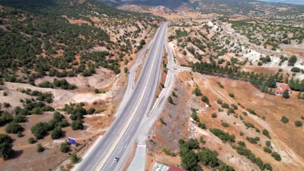 Stadsbilstrafik Trafikerad Motorväg Nära Den Turkiska Staden Alanya Högkvalitativa Flygbilder — Stockvideo