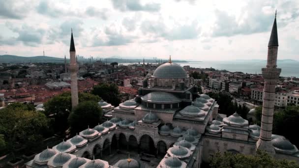 Ramadan Maand Suleymaniye Moskee Drone Video Suleymaniye Fatih Istanbul Turkije — Stockvideo