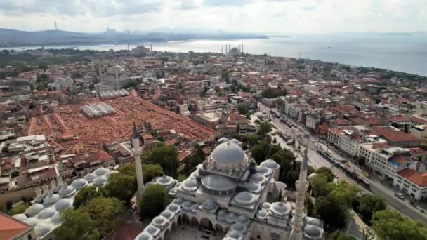 Ramadan Maand Suleymaniye Moskee Drone Video Suleymaniye Fatih Istanbul Turkije — Stockvideo