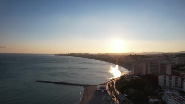 Letecký Pohled Pobřežní Město Zachycené Během Léta Španělsku Vysoce Kvalitní — Stock video