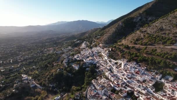 Mijas Pueblo Pueblo Montaña Blanca Málaga Andalucía España Aéreo Imágenes — Vídeos de Stock