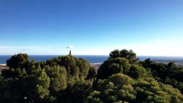 Mijas Pueblo Aldeia Montanha Branca Málaga Andaluzia Espanha Aérea Alta — Vídeo de Stock