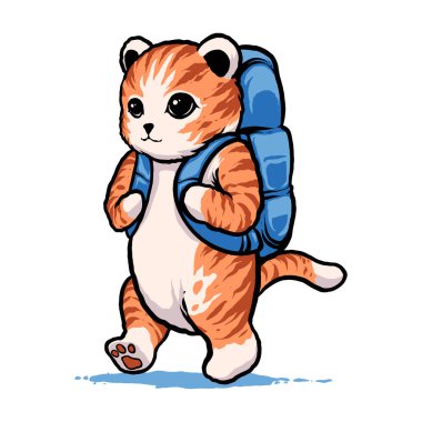 the adventure cat illustration vector clipart