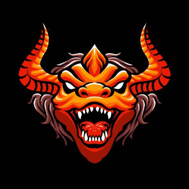 kırmızı ejderha baş vektör çizimi