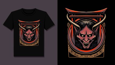 Japon oni Devil t-shirt tasarımı çizimi