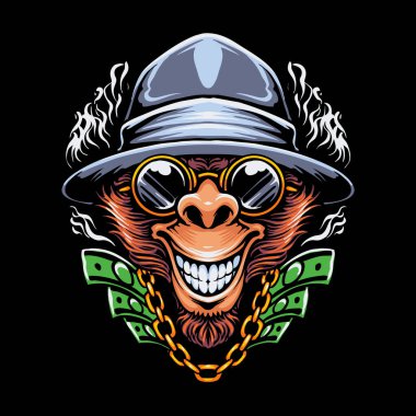 rich monkey head vector illustration clipart