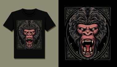 goril başı t-shirt vektör çizimi