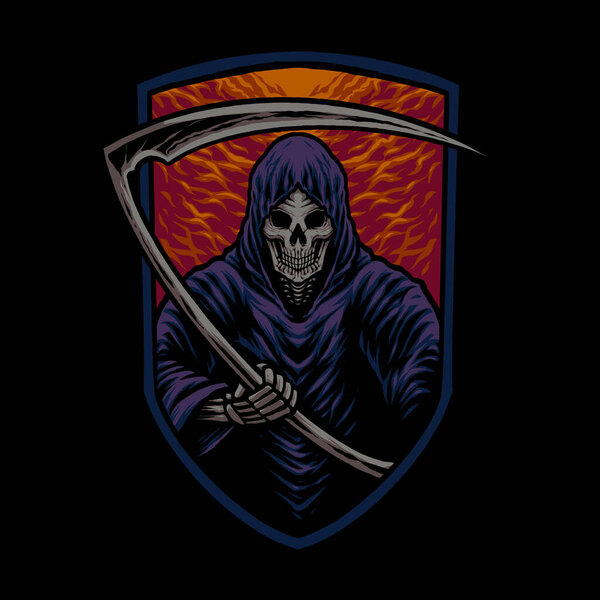 the skeleton grim reaper illustration