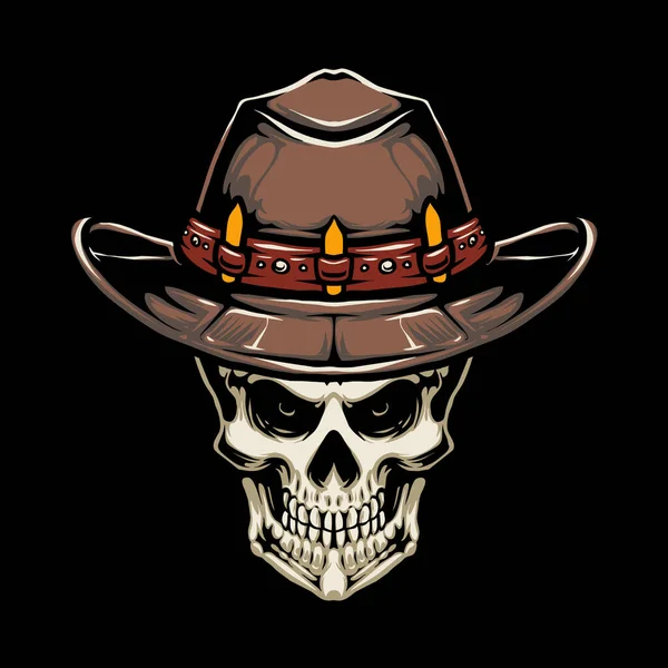 Cowboy Hat Skull Vector Illustration — Stock Vector
