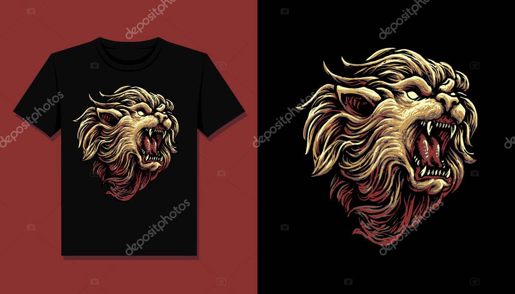 King lion head t shirt design