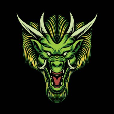 Yeşil ejderha kafası çizimi.