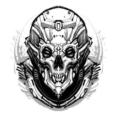 Robot kafatası çizim çizgisi