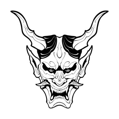 Japon maske çizgisi resim çizimi