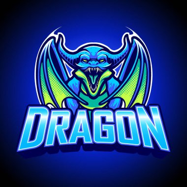 Mavi ejderha esport logo vektörü