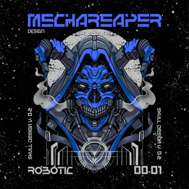 Detaylı robot stili illüstrasyon vektör dosyasıyla Azrail