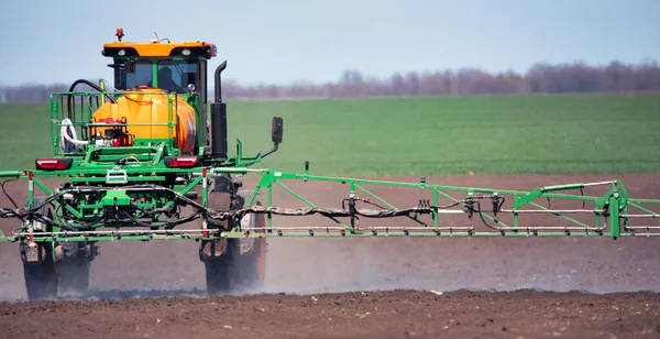 Soil Treatment Drugs Application Herbicides Pesticides Fertilizers Help Tractor Imagen De Stock