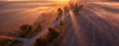 Sakin bir şekilde kırsalda dolaşın ve kendinizi huzurlu sabah sisine daldırın. Bu pitoresk sahne şehir yaşamının telaş ve telaşından mükemmel bir kaçış.