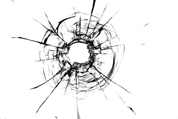 Shot Glass Cracks Caused Bullet Impact White Background Perfect Illustrating — Stock Photo, Image