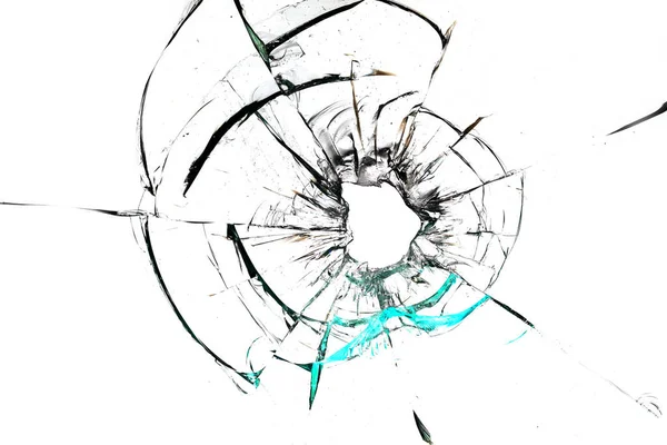Gunshot Spiderweb Cracks Mar Pristine Surface Glass — Stock Photo, Image
