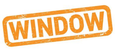 Turuncu dikdörtgen damga işareti üzerine yazılmış Window metni.