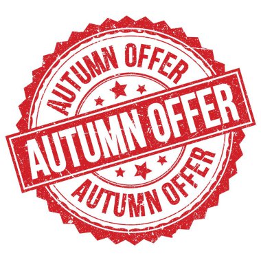 AUTUMN OFFER kırmızı yuvarlak pul işareti üzerine yazılmış metin
