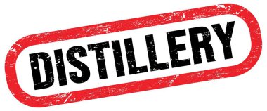 DİSTILLERY, kırmızı-siyah dikdörtgen işareti üzerinde metin.