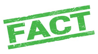 Yeşil dikdörtgen pul işareti üzerine yazılmış FACT metni.