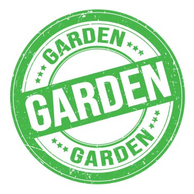 Yeşil yuvarlak grungy işareti üzerine yazılmış GARDEN metni
