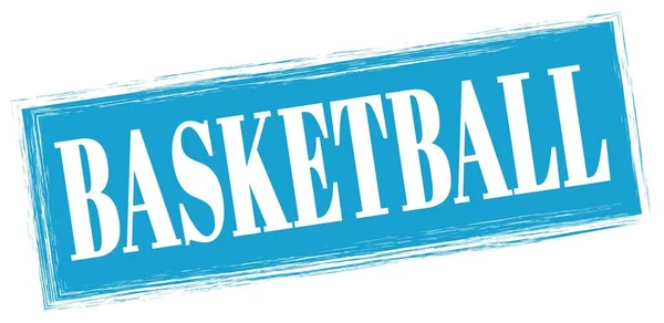 Basketball Text Napsaný Modrém Obdélníkovém Razítku — Stock fotografie