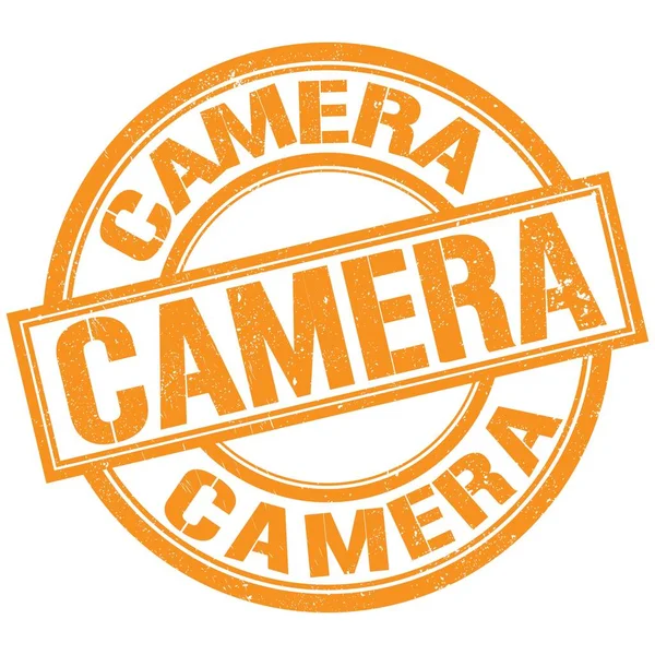 Camera Text Geschrieben Auf Orangefarbenem Rundem Stempelschild — Stockfoto