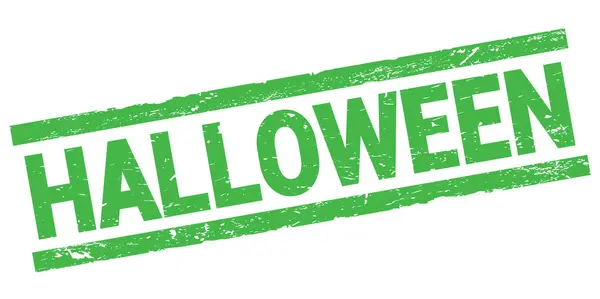 Halloween Testo Scritto Rettangolo Verde Timbro Segno — Foto Stock