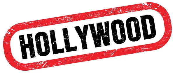 Hollywood Text Auf Rot Schwarzem Rechteck Stempelschild — Stockfoto