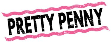 Pembe-siyah çizgiler işareti üzerine yazılmış sevimli PENNY metin.