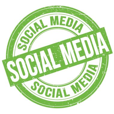 SOSYAL MEDIA yeşil yuvarlak mührün üzerine yazılmış metin