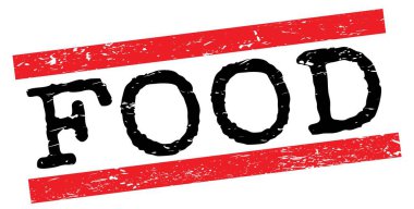 Kırmızı-siyah grungy satır işareti üzerine yazılmış FOOD metni.