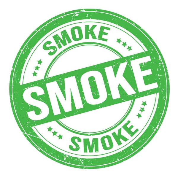 Smoke Tekst Geschreven Groene Ronde Grungy Zegel Teken — Stockfoto