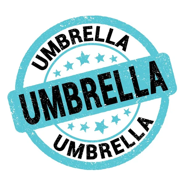 Umbrella Texto Escrito Azul Negro Signo Grungy Sello —  Fotos de Stock