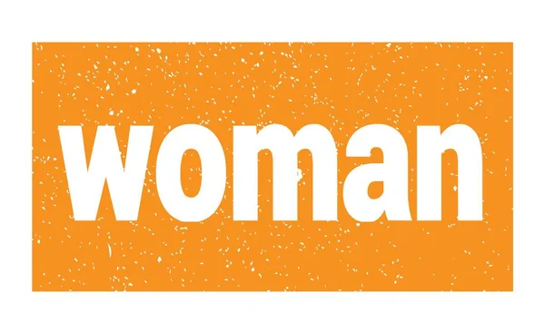 Woman Text Written Orange Grungy Stamp Sign — стоковое фото