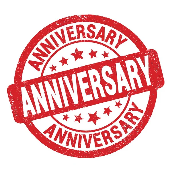 Anniversary Text Written Red Grungy Stamp Sign — Stockfoto