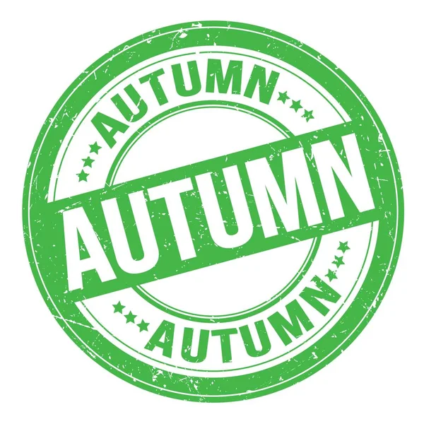 Κείμενο Autumn Γραμμένο Πράσινο Στρογγυλό Grungy Σφραγίδα Υπογράψει — Φωτογραφία Αρχείου