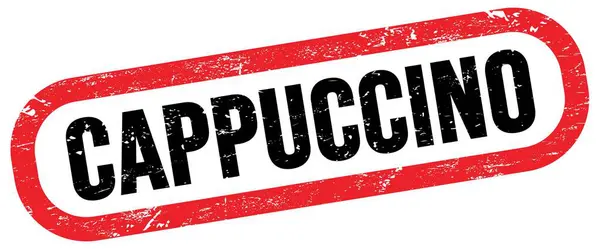 Cappuccino Kırmızı Siyah Dikdörtgen Işareti Üzerinde Metin — Stok fotoğraf