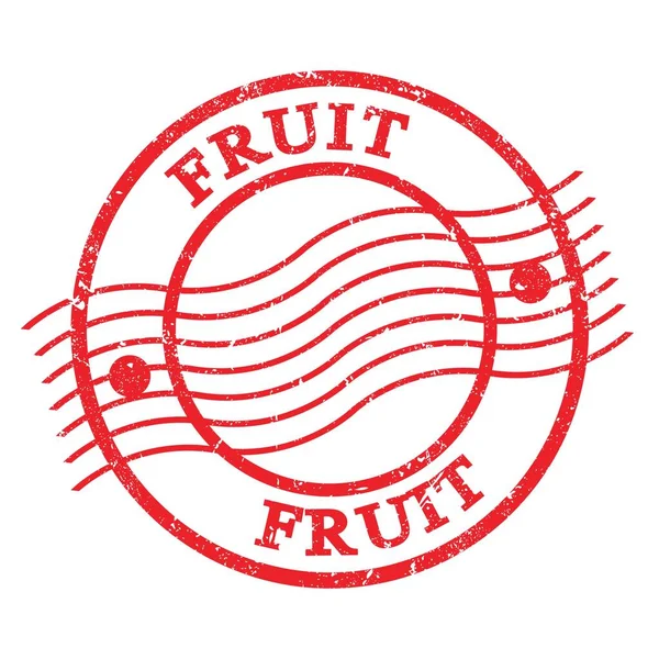 Fruit Text Written Red Grungy Postal Stamp — Stock Photo, Image