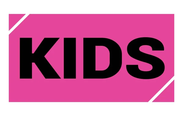 Tekst Kids Napisany Różowo Czarnym Prostokątnym Znaku Znaczka — Zdjęcie stockowe