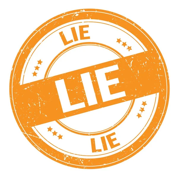 Lie Text Napsaný Oranžové Kruhové Grungy Razítko — Stock fotografie